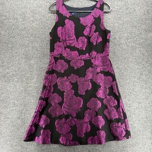 RSVP by Talbots Dress Womens 10 Black Purple Floral A-Line Formal Evening Luxury